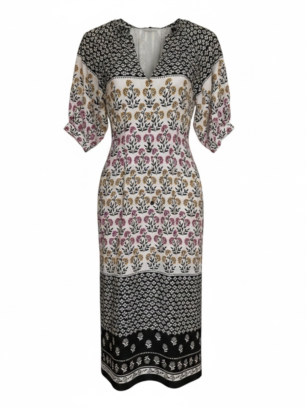 Ann Taylor Women’s 8T Tall Floral Botanical Print V-Neck Midi Dress